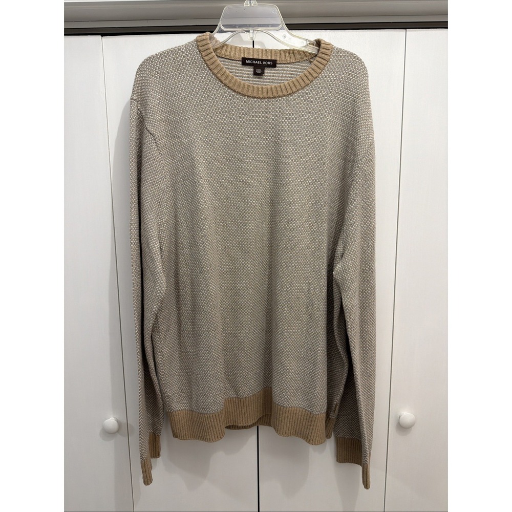 Michael‎ Kors Men's Sz XXXL Novelty Stitch Crew Neck Sweater, Cotton/Silk Blend
